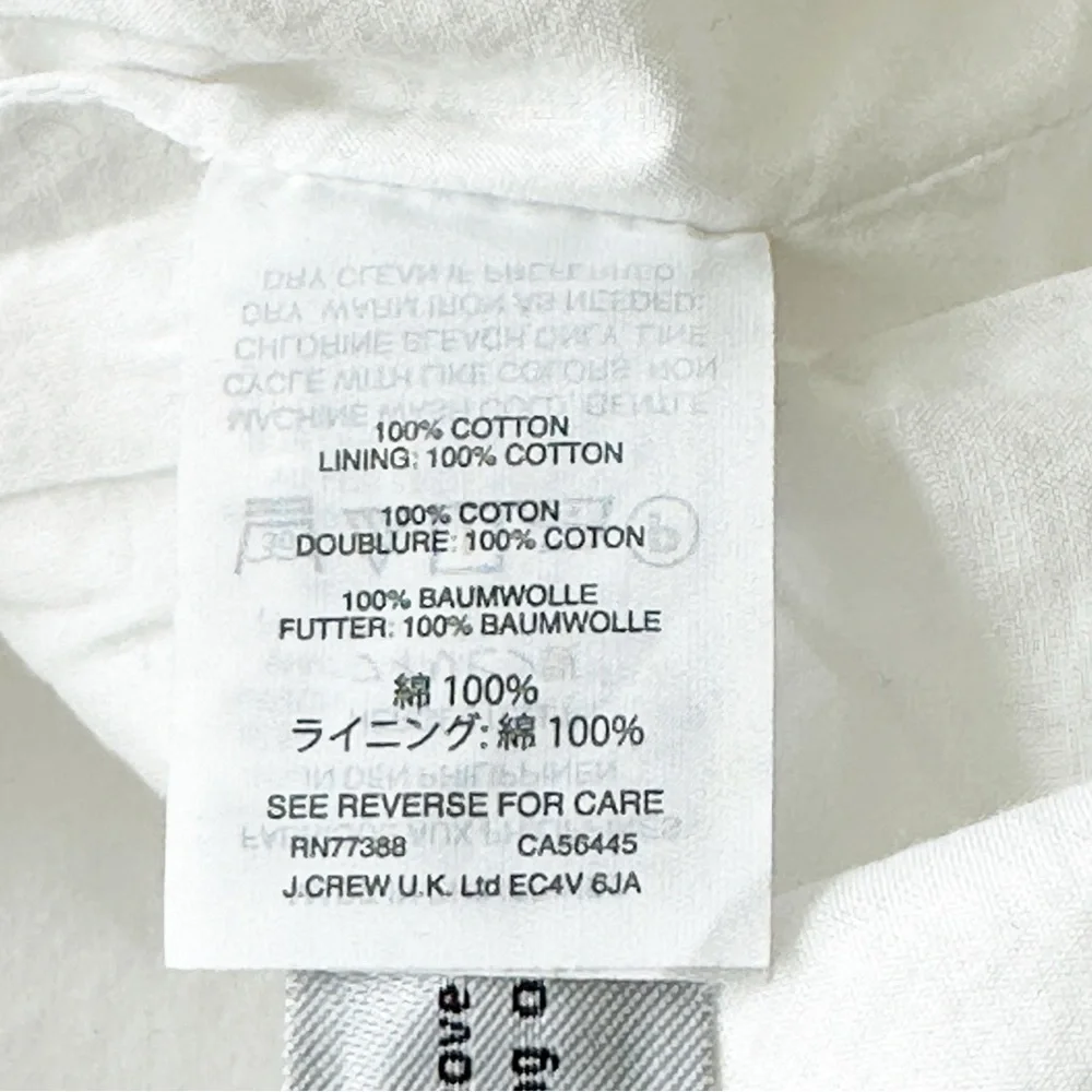 J. Crew Smocked Off Shoulder Cotton Poplin Dress White Size 4